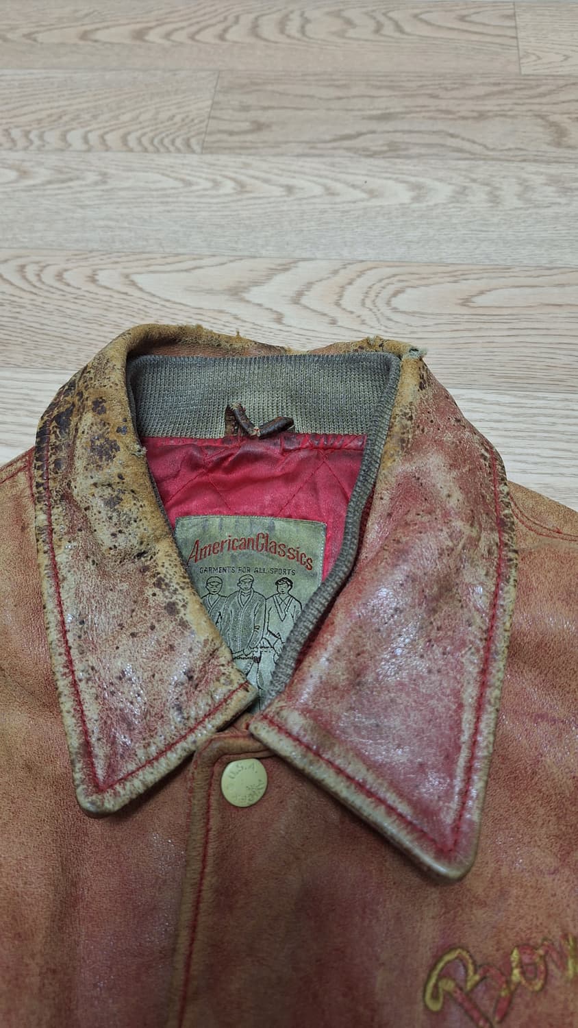 90s USA 빈티지 아비렉스 레더 바시티 자켓 상품이미지4