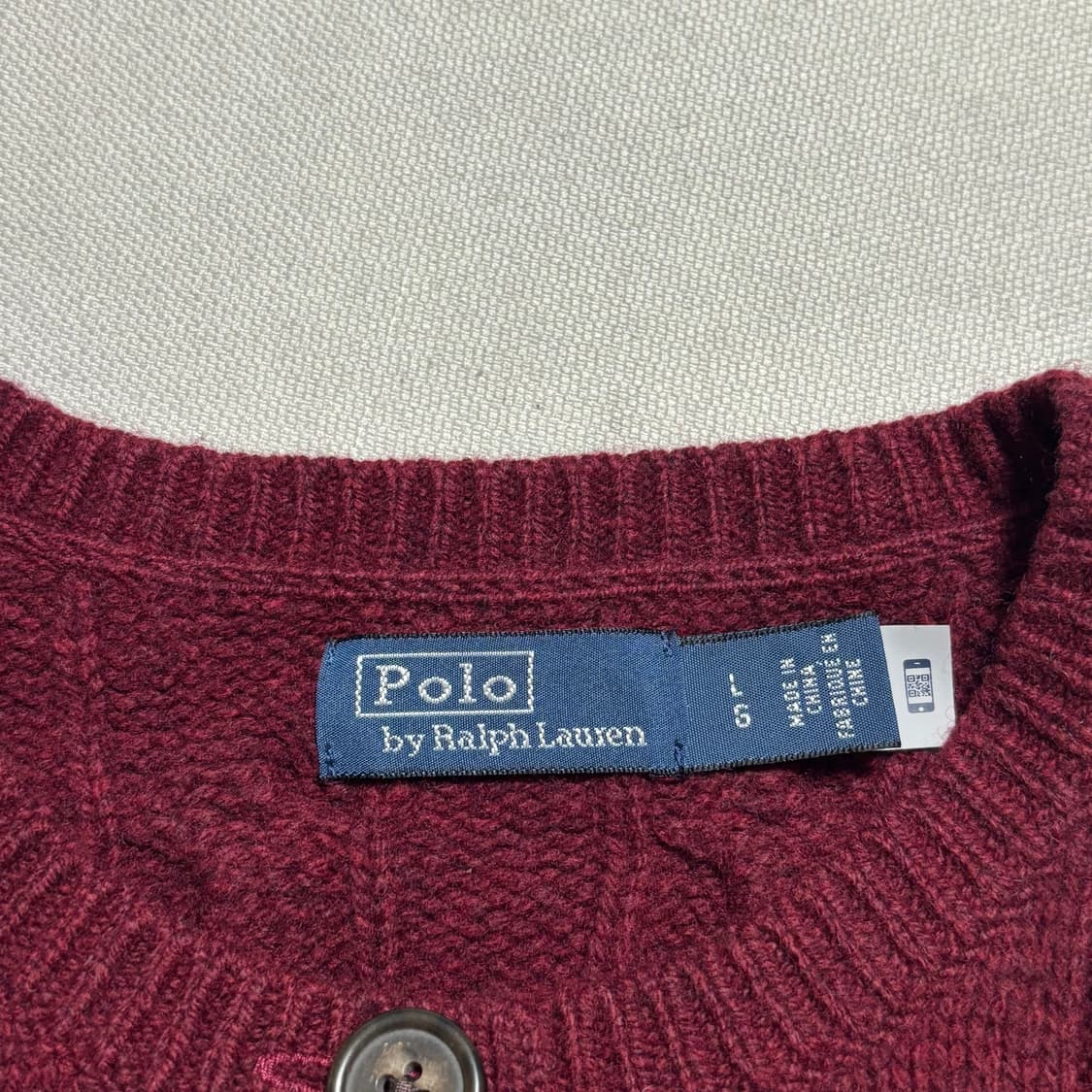 L 폴로랄프로렌 캐시미어 버건디 케이블 가디건 상품이미지4