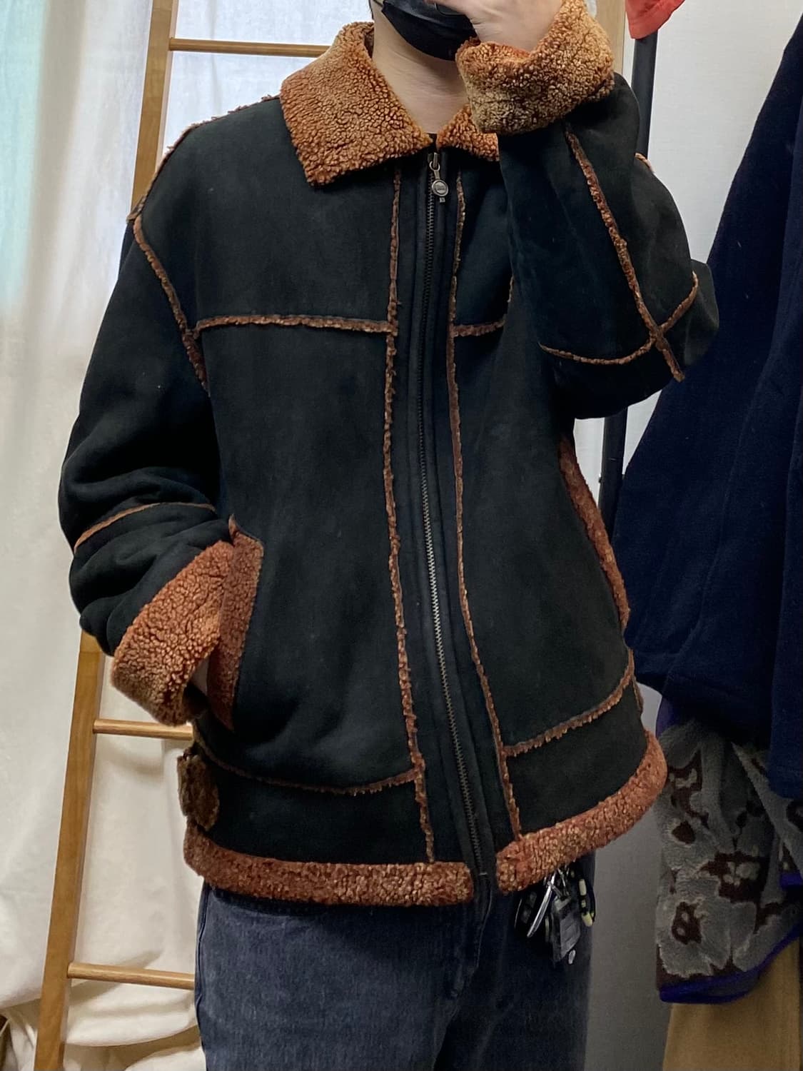 [XL] 90s L'UOMO 양가죽 시어링 무스탕 레더자켓 상품이미지7