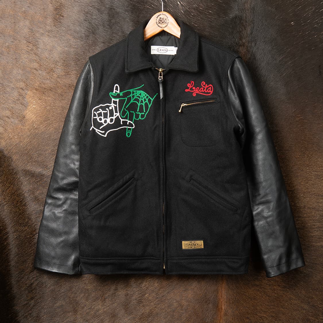 [95] LEATA 리타 울 레더 메카닉 자켓 체인스티치  상품이미지1