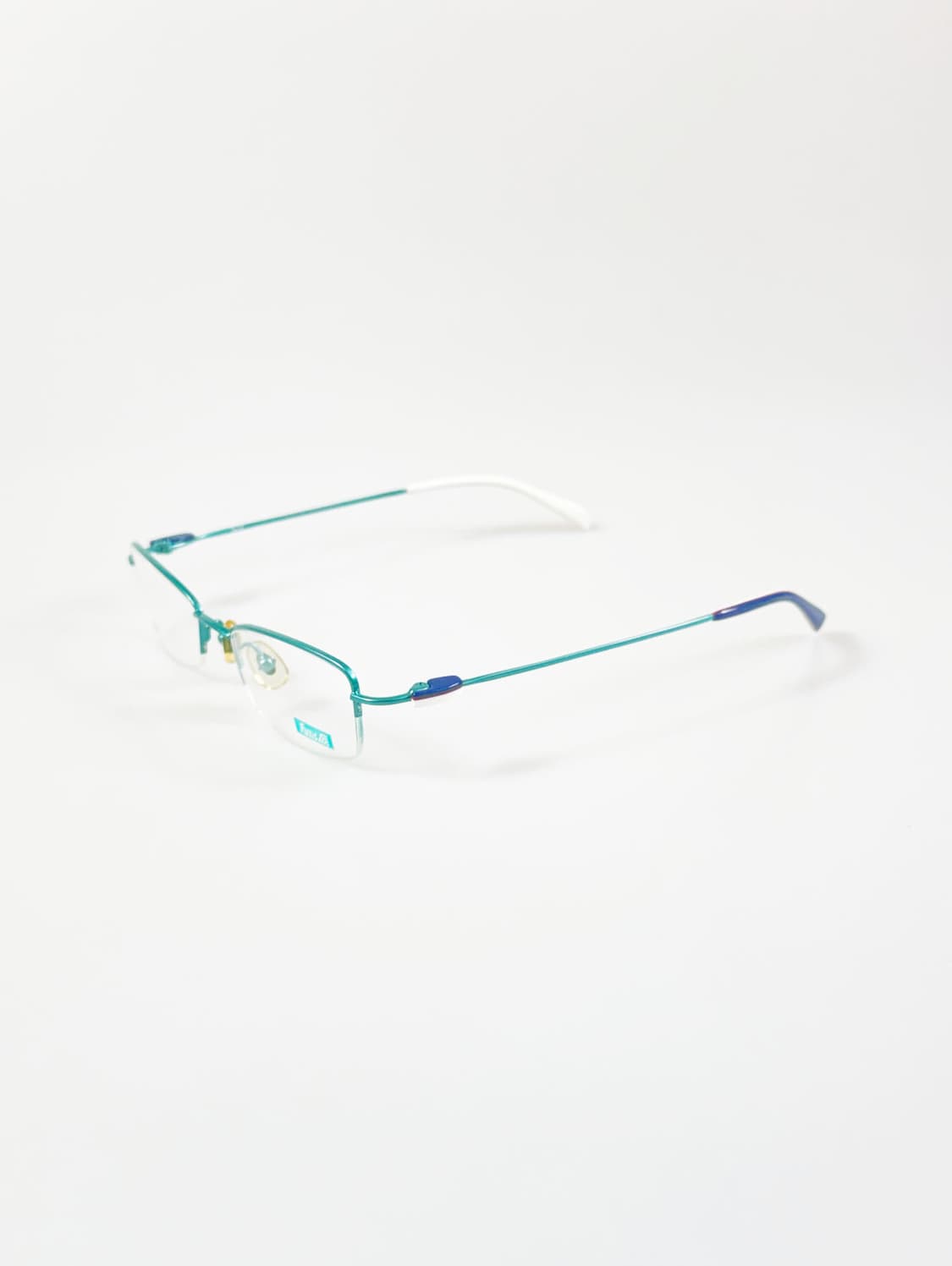 90s FUTIS 터콰이즈 반무테 스퀘어 메탈 빈티지 안경 상품이미지3