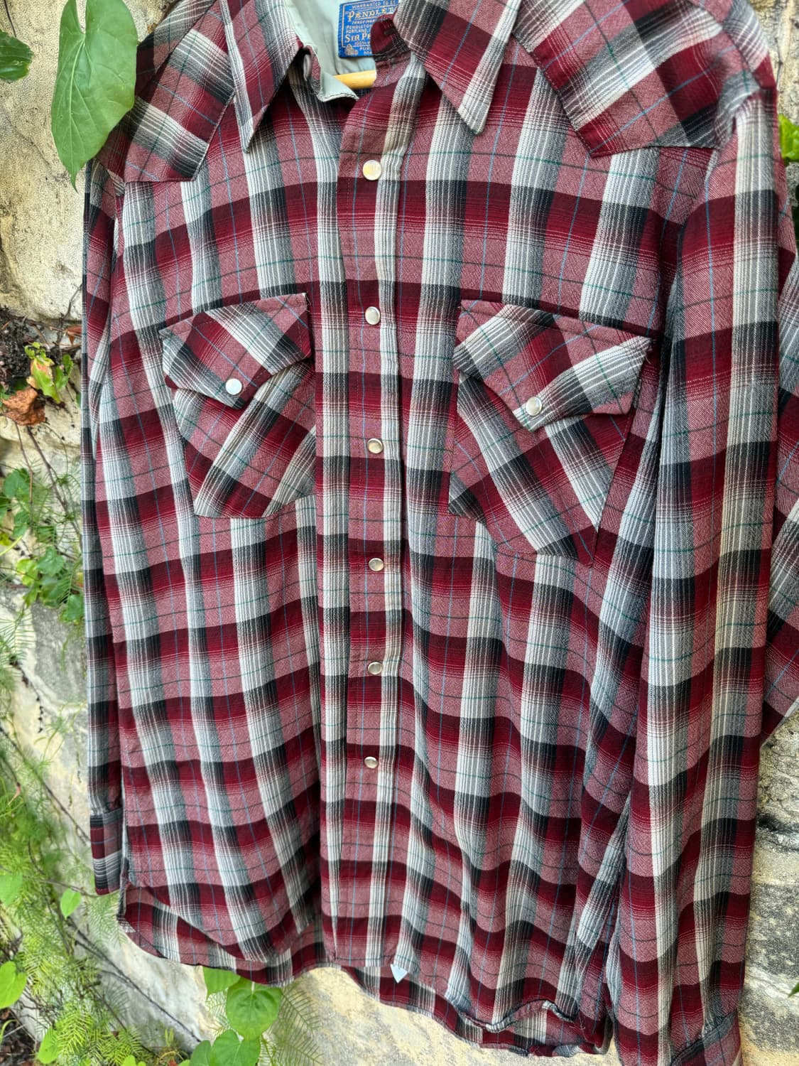 80s pendleton 펜들턴 울 체크 웨스턴 셔츠 L 상품이미지3