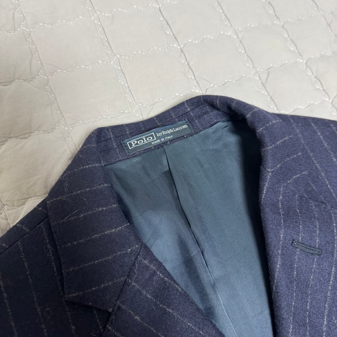 폴로 랄프로렌 네이비 울 캐시미어 플란넬 스트라이프 블레이저 자켓 40R 상품이미지3
