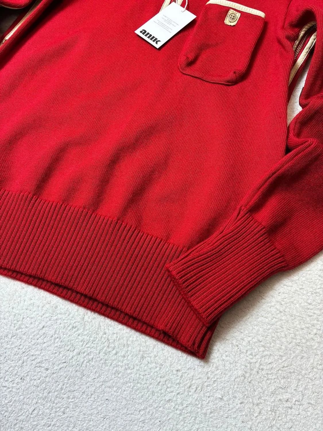 르콘도 90's 소가죽 배색 하프 집 울 스웨터 PN6450    상품이미지5