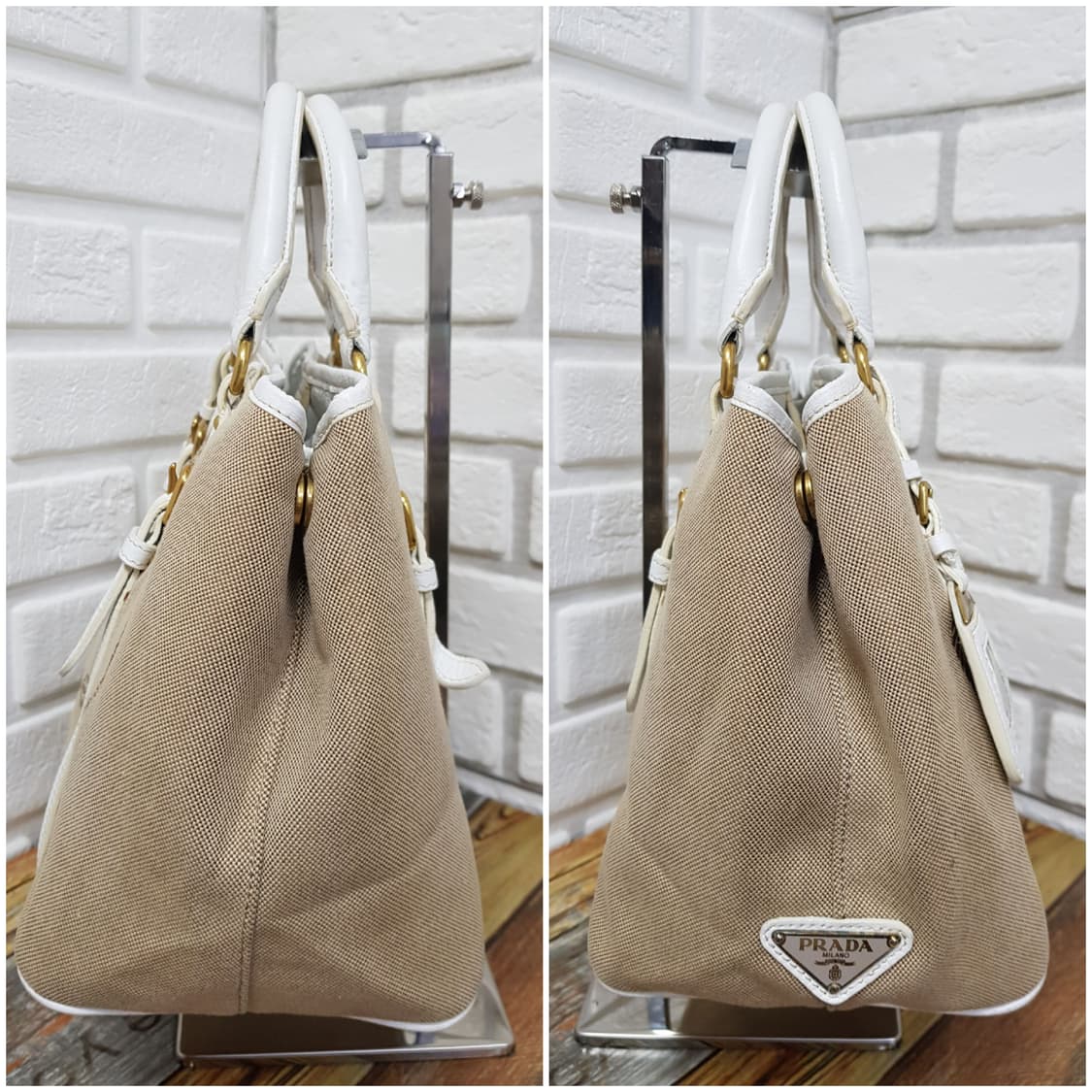 [정품] 프라다 빅로고 캔버스 스몰토트백 상품이미지4