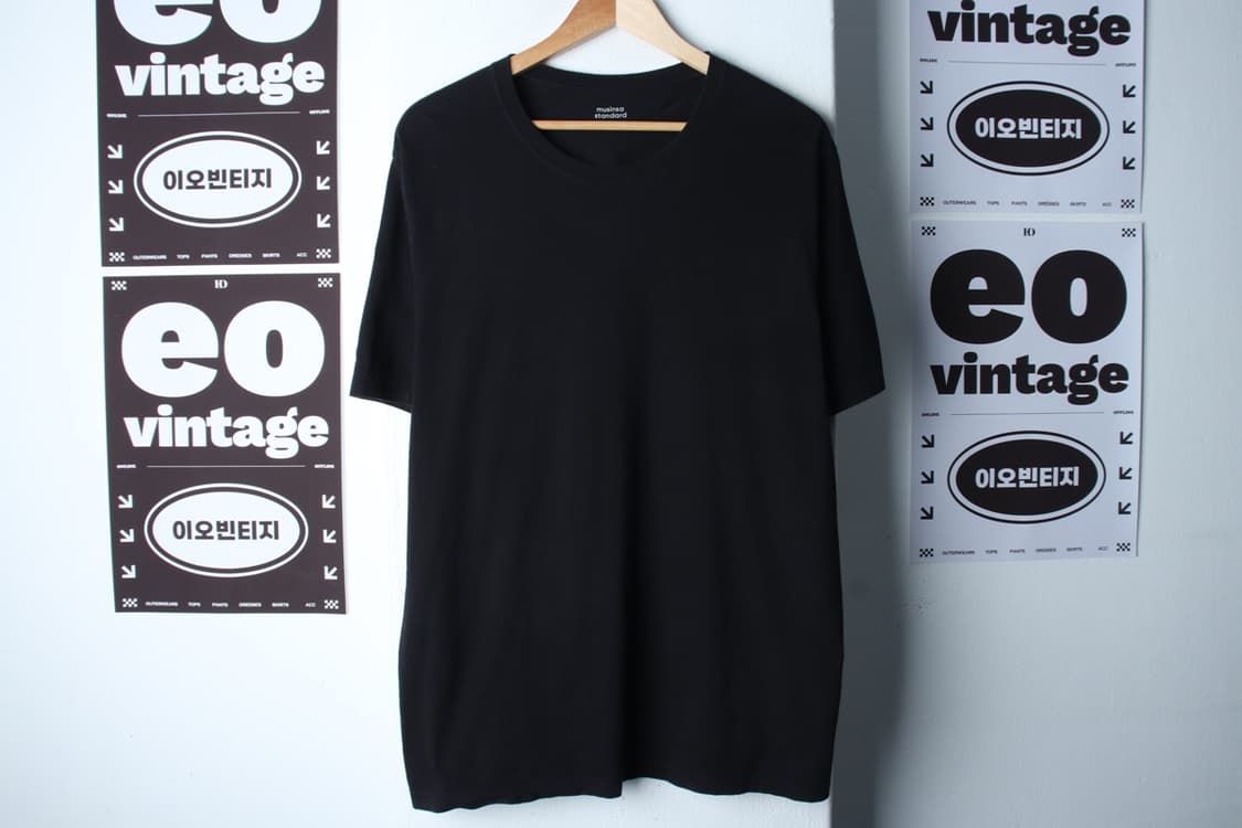 (2XL) 무신사 스탠다드 반팔 티셔츠 빅사이즈 무지 블랙-H33252 상품이미지2