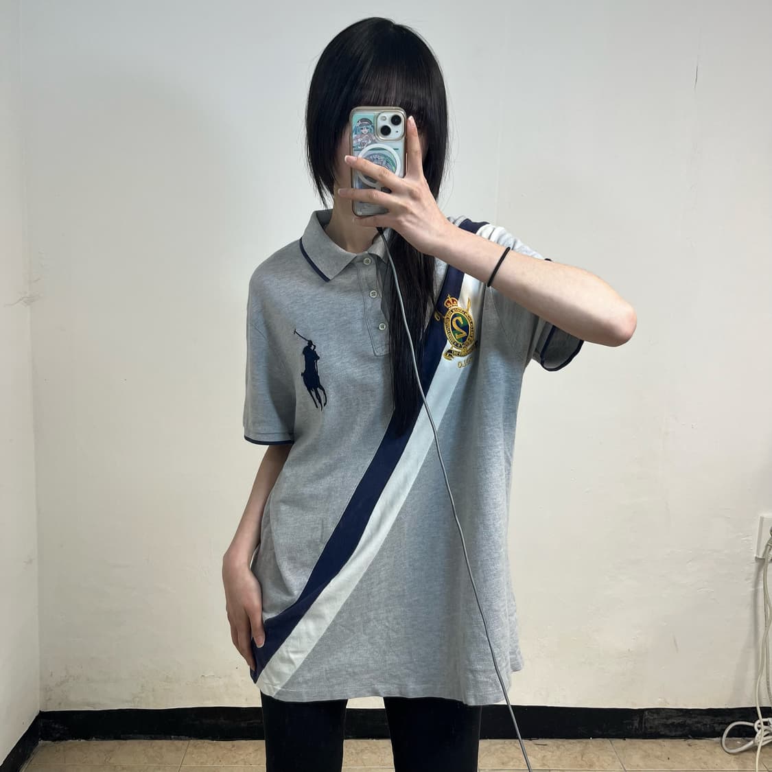 Polo grey big pony chiefkeef  collar Tee 상품이미지1