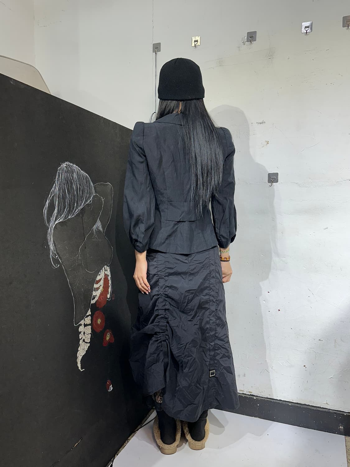 아르마니 꼴레지오니 셔링 버튼 블레이저 고딕 크롭 자켓 M 상품이미지3