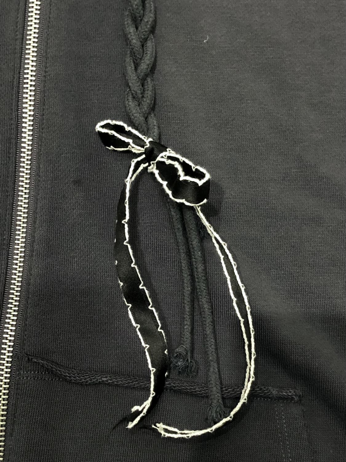 ribbon detail hood zip-up charcoal 상품이미지5