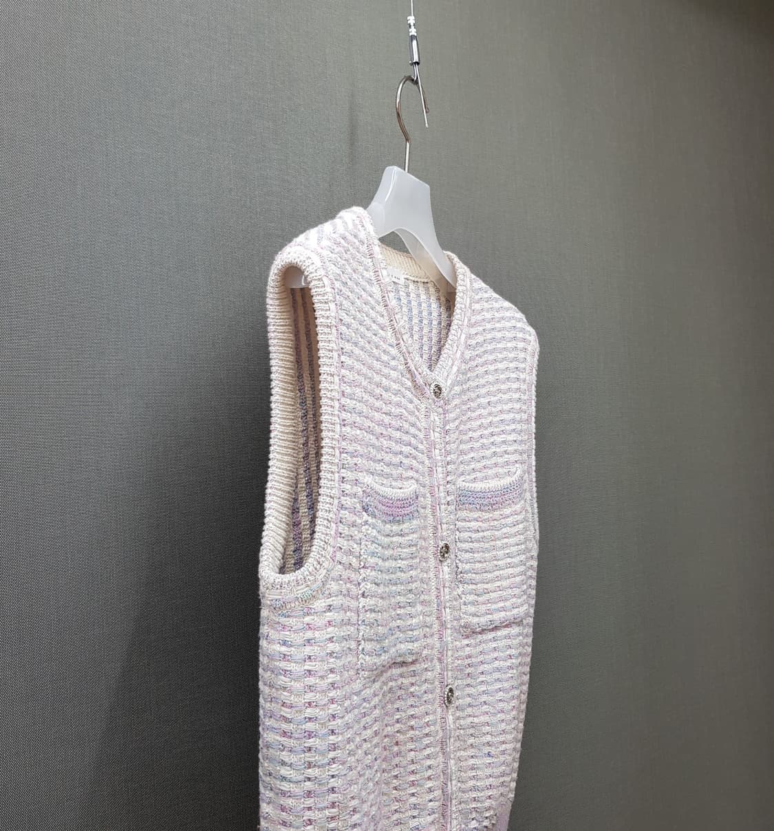 잇미샤 2022 트위드 니트 버튼 베스트 88-94-165사이즈 상품이미지3