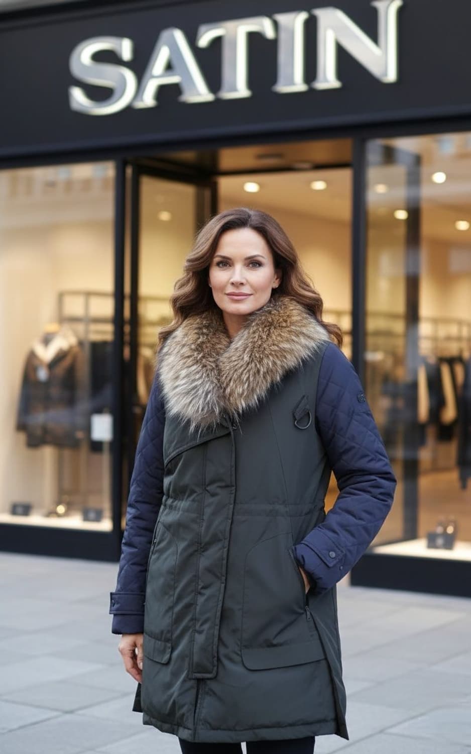 66.Satin 라쿤퍼 다운패딩  상품이미지1