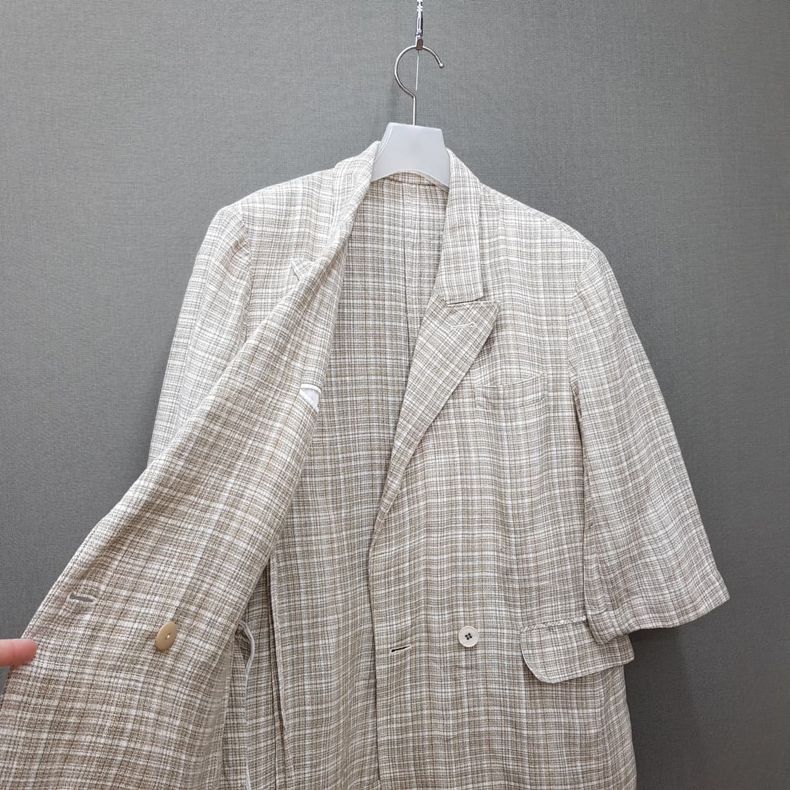 한섬 시스템 2022 마100 체크 하프슬리브 자켓 S사이즈 상품이미지6