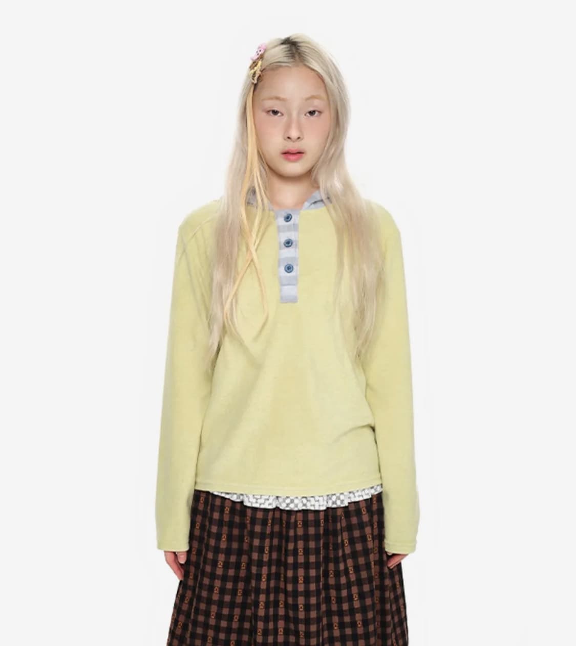 유쓰배쓰 youthbath Hooded Henley Tee _lime 상품이미지1