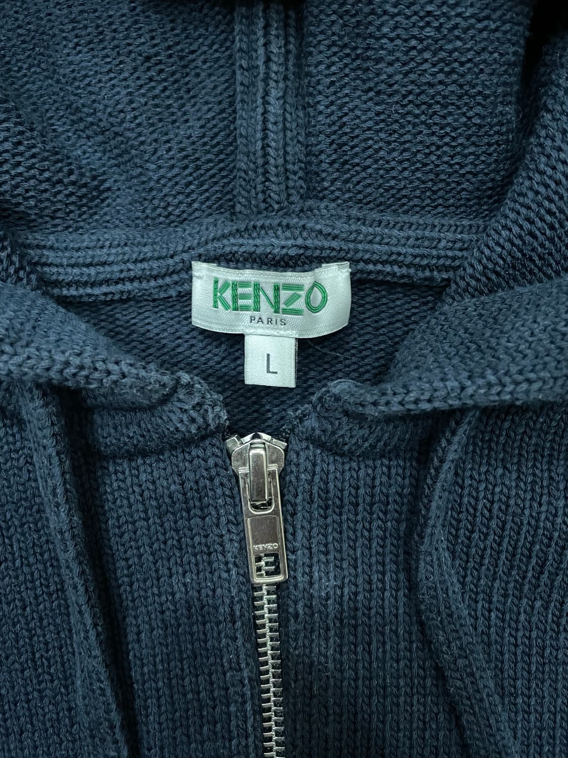 겐조 딥 블루 지퍼 업 드로스트링 니트 후드 집업 상품이미지6