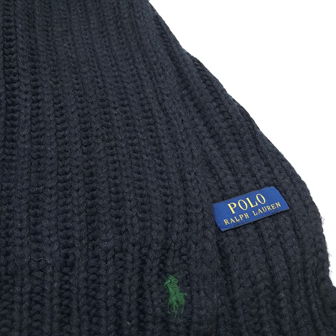 MX289 폴로 랄프로렌 블랙 리브드와플 니트 목도리 머플러 상품이미지5