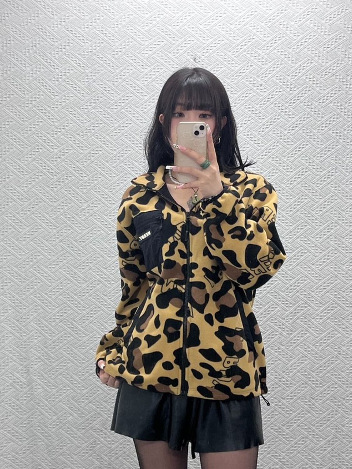 널디 스트릿 펑크 레오파드 호피 갸루 후리스 자켓 M C11275 상품이미지1