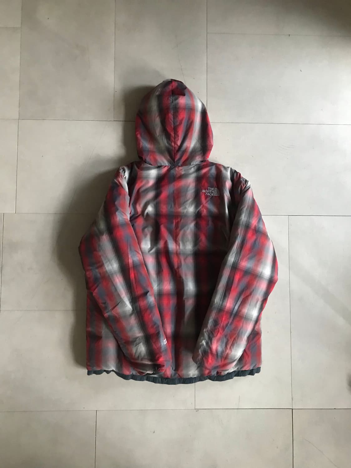 노페 체크 청록 리버시블 패딩 상품이미지7