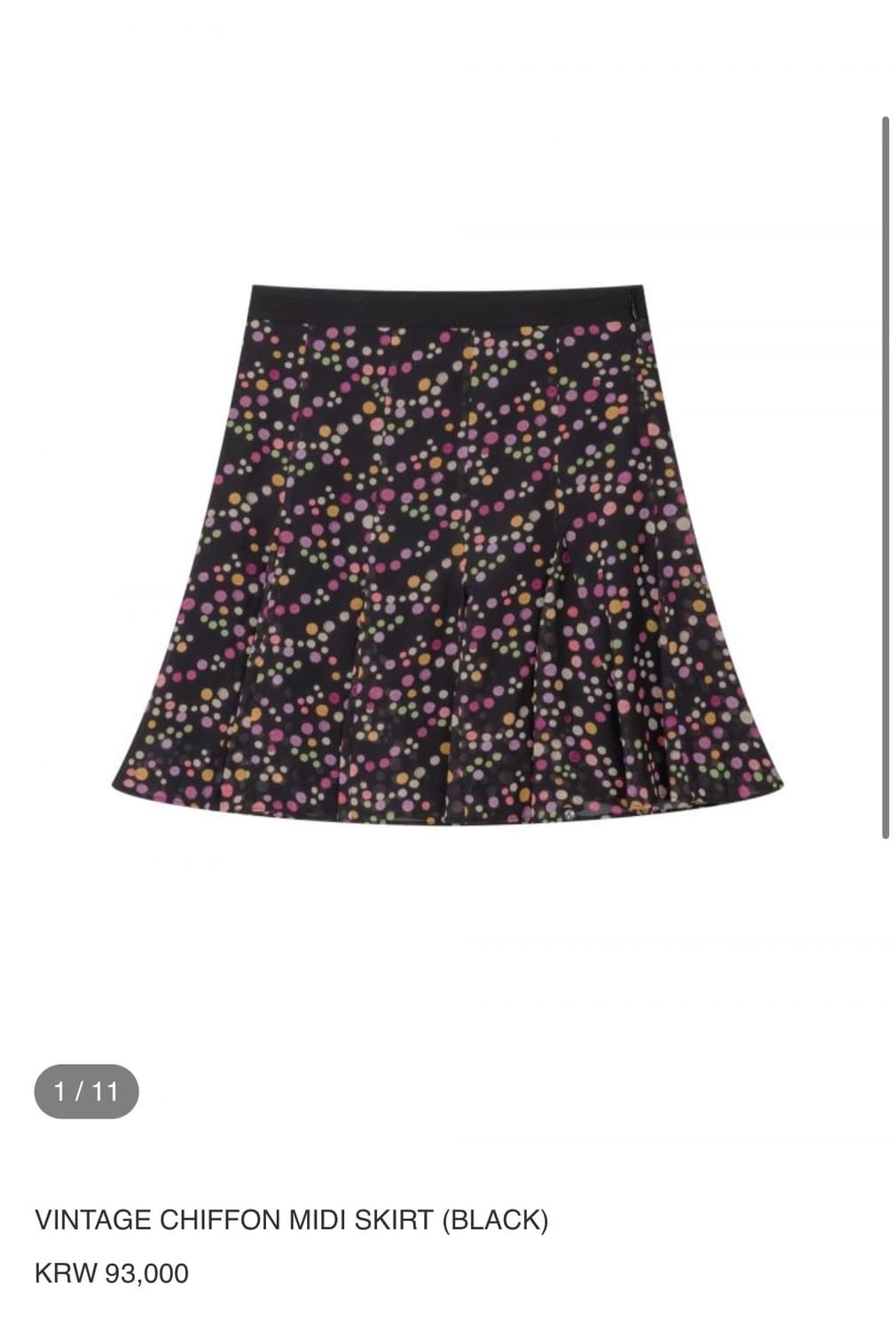 어스지구 빈티지 쉬폰 미디 스커트 블랙 2 땡땡이 상품이미지1