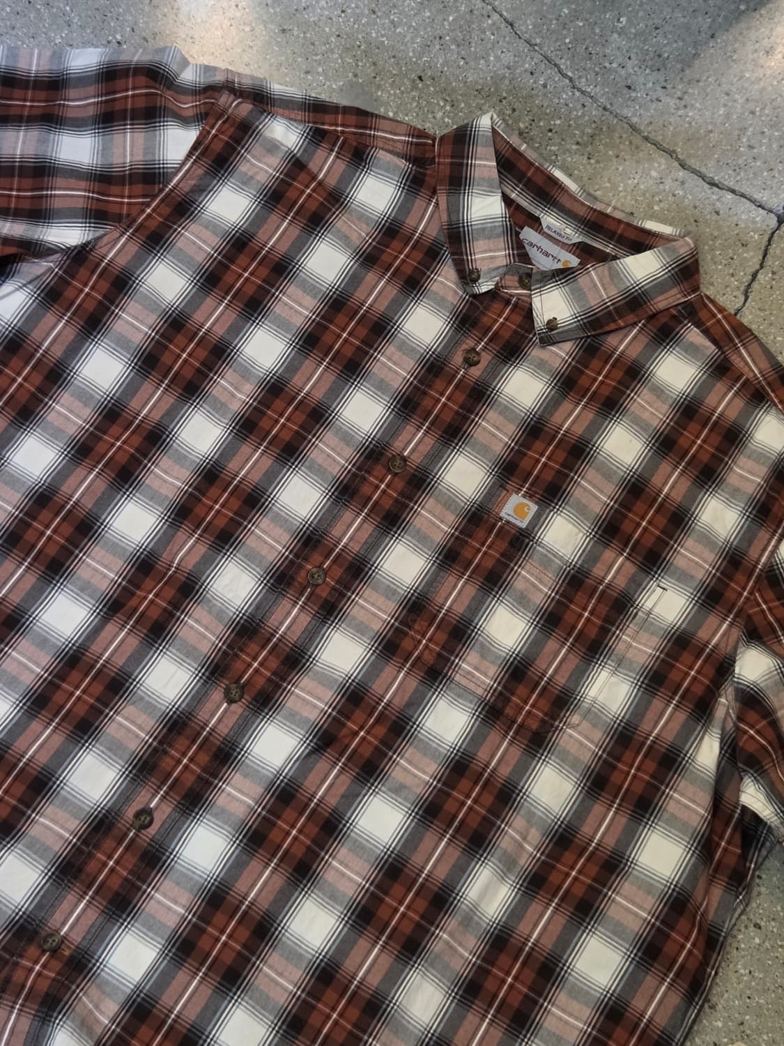 칼하트 더스티오렌지 체크반팔셔츠 상품이미지1