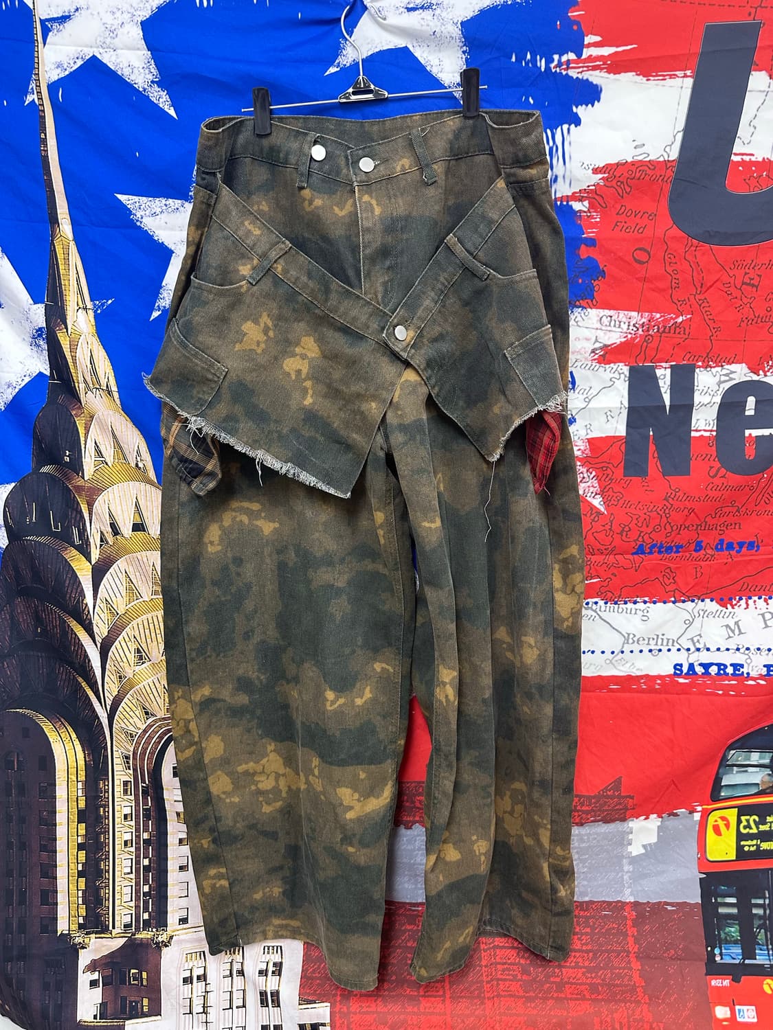 s급빈티지 카모밀리터리 스트릿 와이드 팬츠 36 상품이미지1