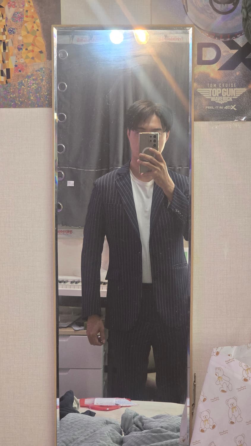 네이비 스트라이프 정장 셋업 100사이즈 상품이미지3