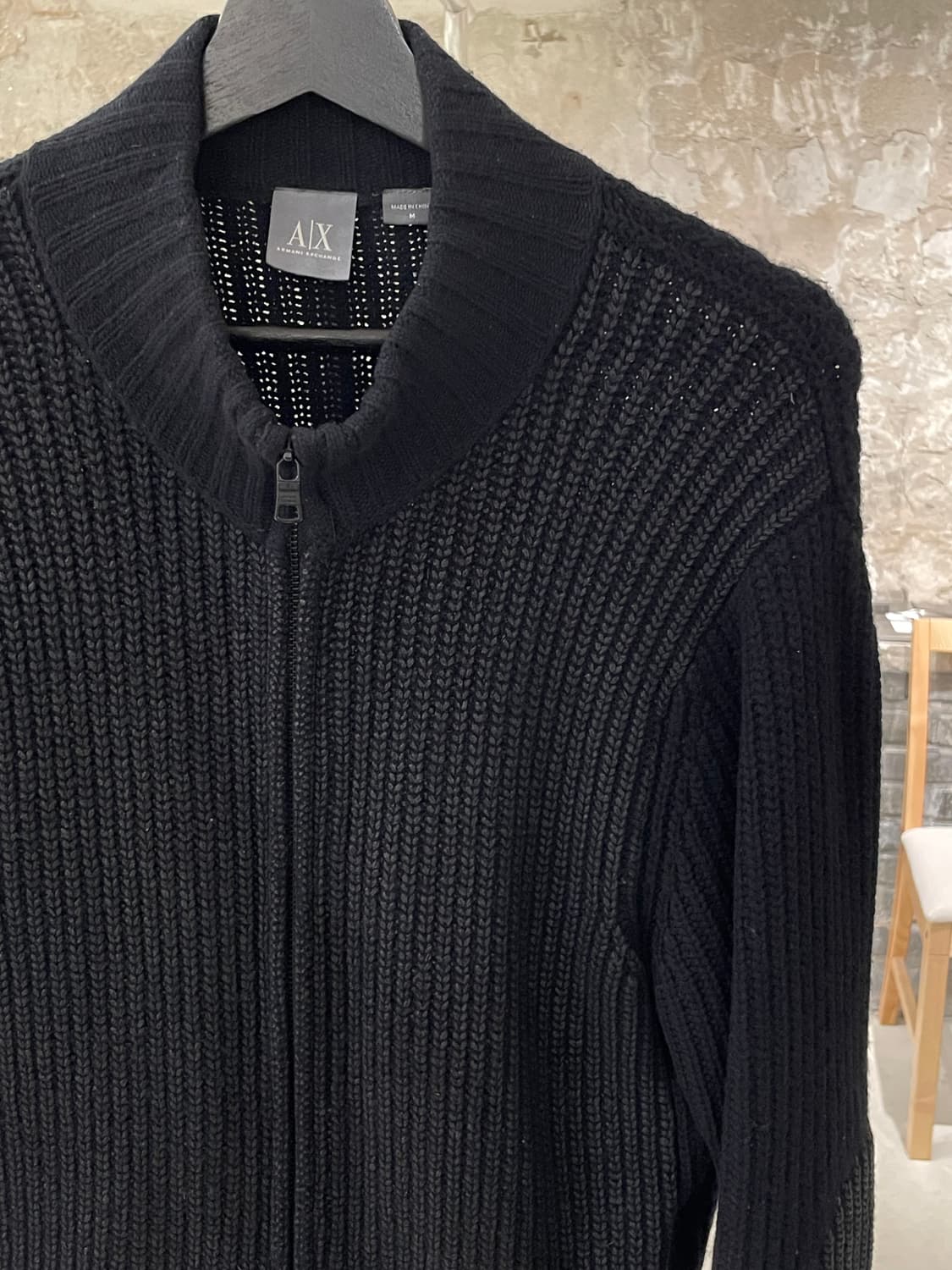 아르마니 익스체인지 블랙 암 패치 투 웨이 집업 자켓 상품이미지3