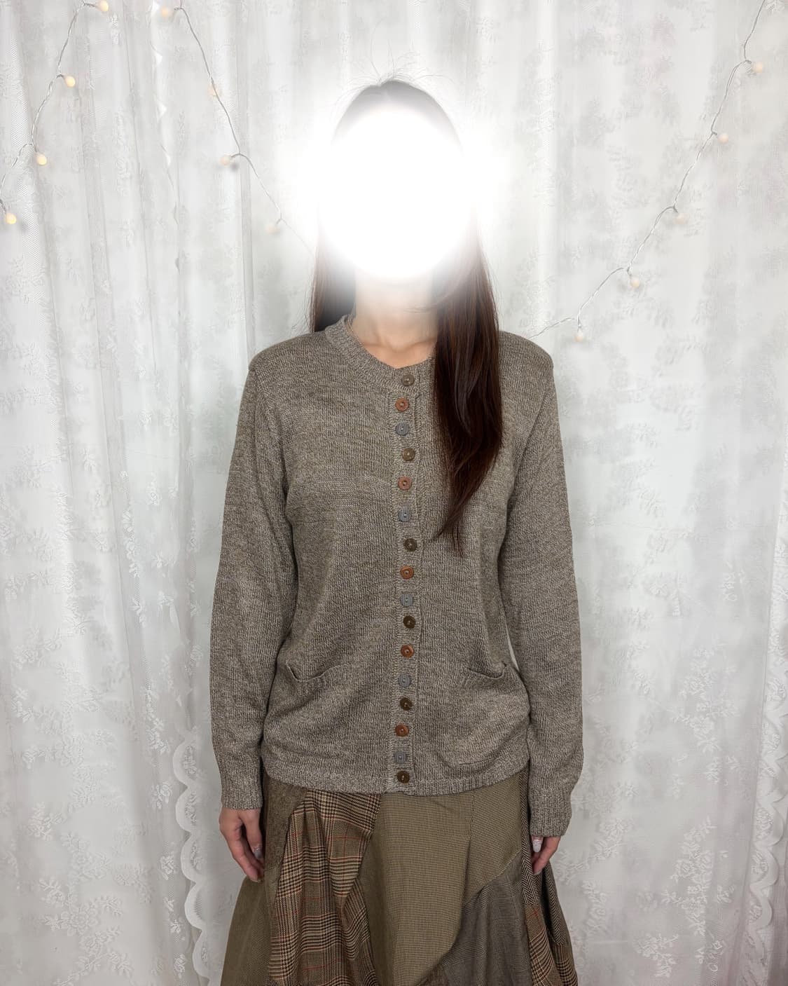 Button-front henley knit cardigan(brown) 상품이미지7