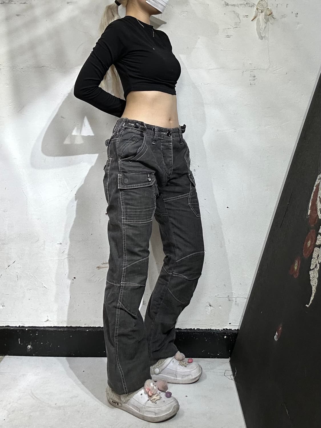 90s 지스타 G star 워싱 바이커 진 흑청 카고 데님 청바지  상품이미지1