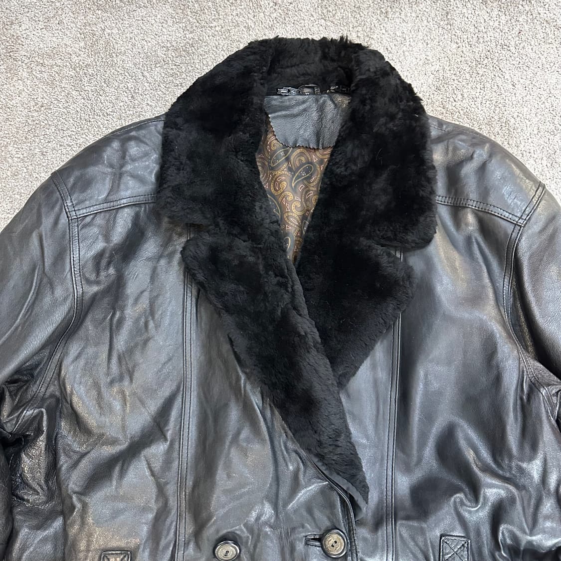 빈티지 양가죽 퍼 트리밍 벨티드 자켓XL 상품이미지4