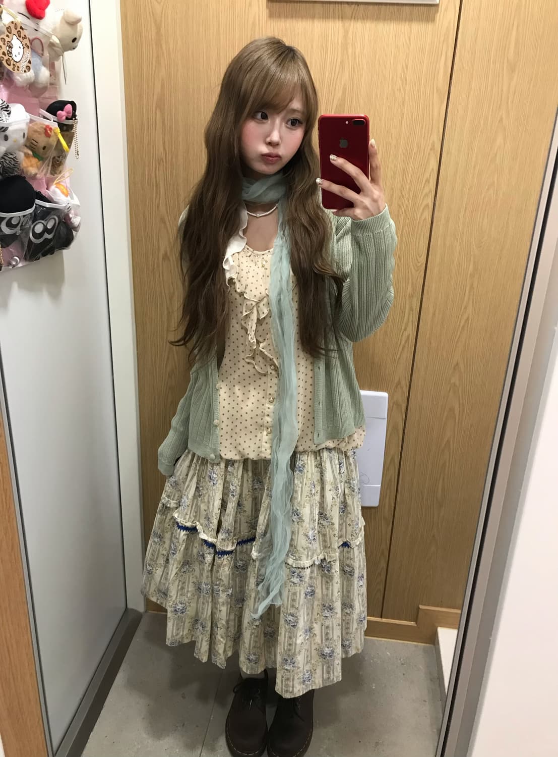 민트 하구미 플라워 도트 블라우스 코디세트 상품이미지1