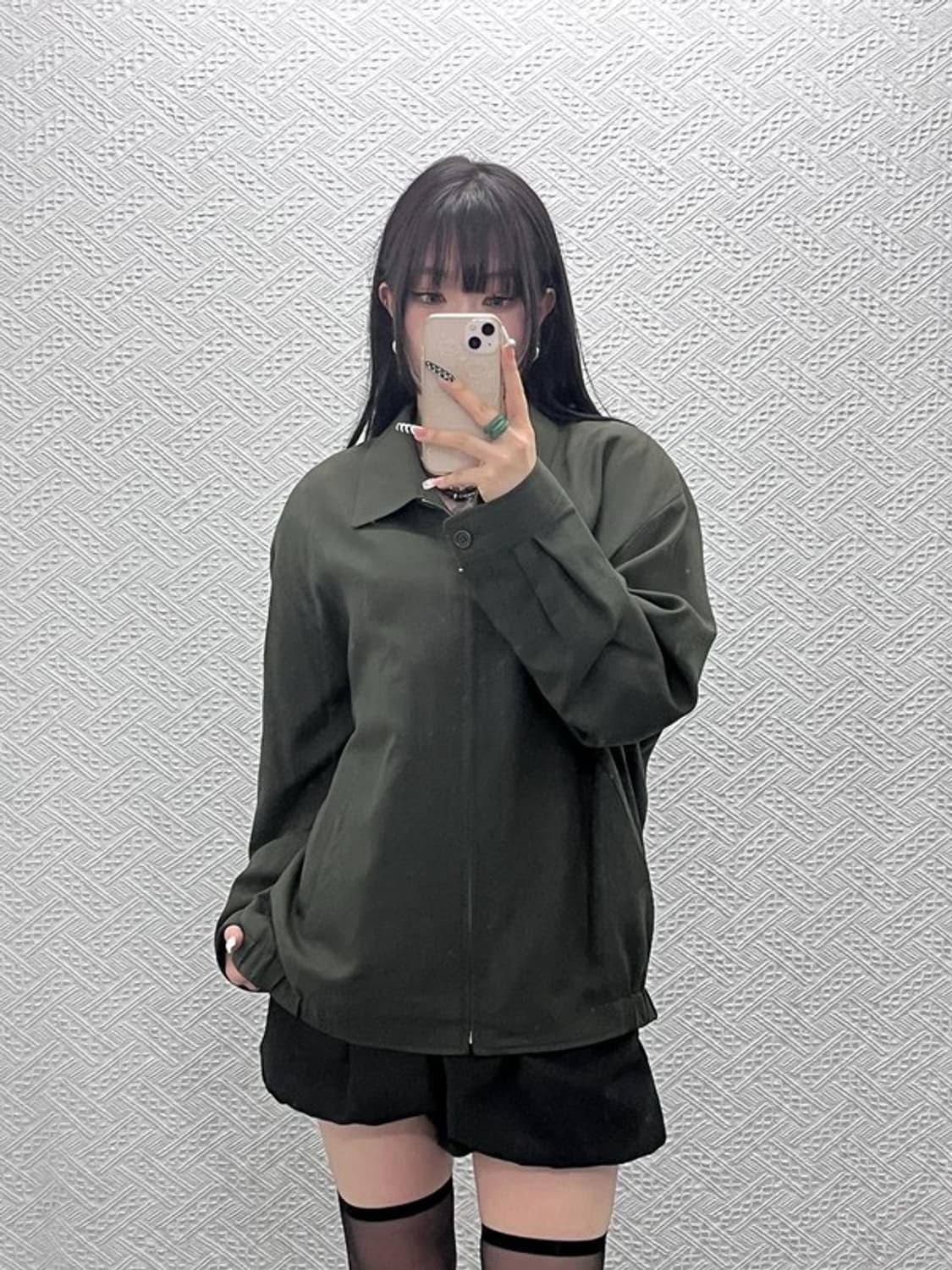 입생로랑 빈티지 테크웨어 말차카키 폴리쉘 블루종 자켓 110 C10378 상품이미지1