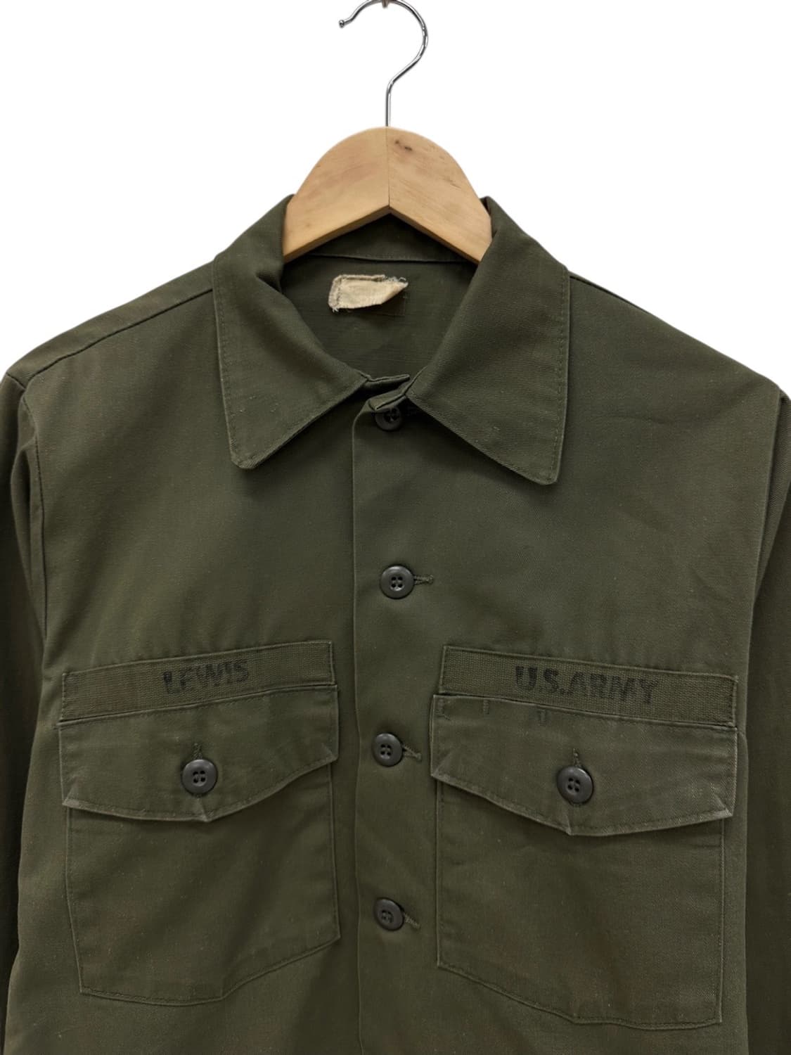 70s 미군 OG 507 밀리터리 퍼티그셔츠 카키 (M~L) 상품이미지2