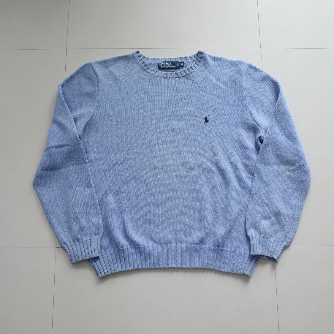 90s 폴로 랄프로렌 정품 코튼 니트 스카이블루 M 상품이미지1