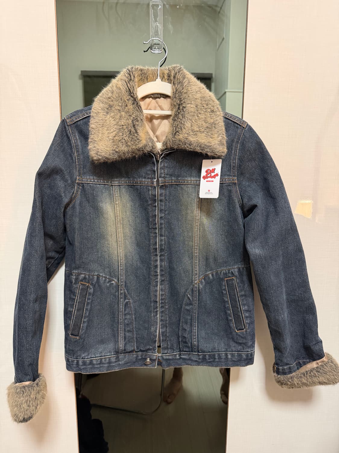 갸루st 빈티지 퍼 데님자켓 상품이미지1