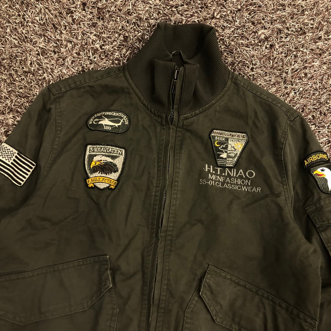 빈티지 이글 패치 항공 밀리터리 블루종 자켓 상품이미지2