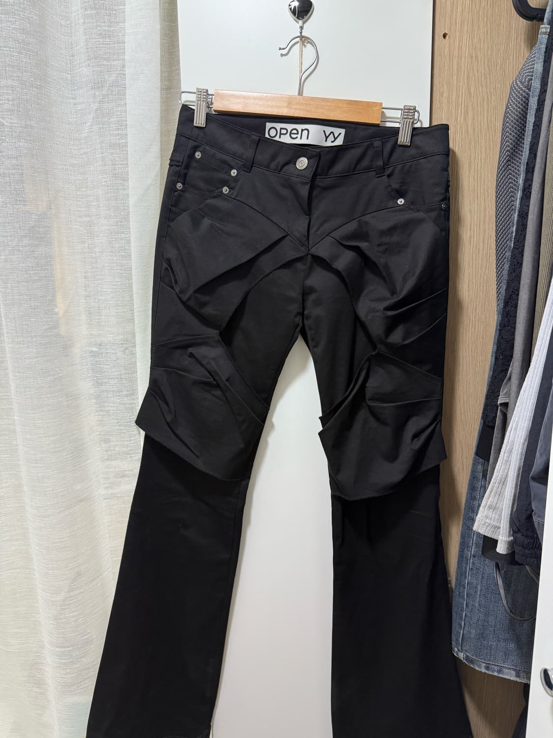 오픈와이와이 GATHERED BOOTCUT PANTS, BLACK (S) 상품이미지2