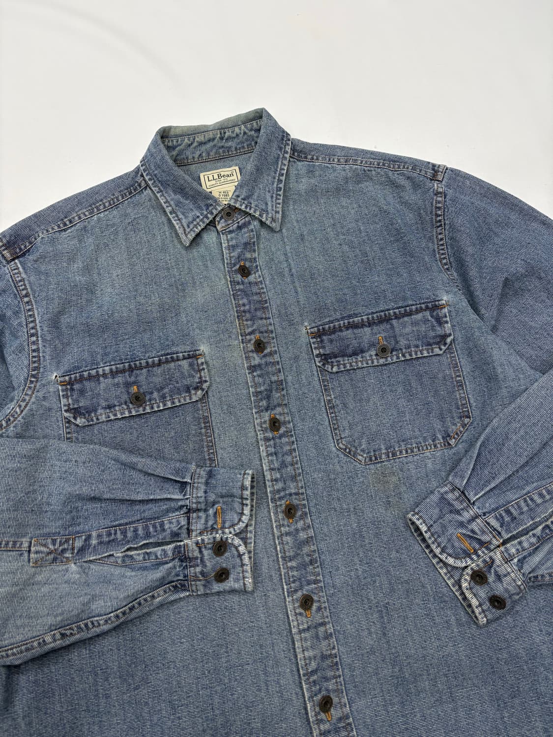 90s LLBEAN 엘엘빈 투포켓 워크 데님셔츠 상품이미지4