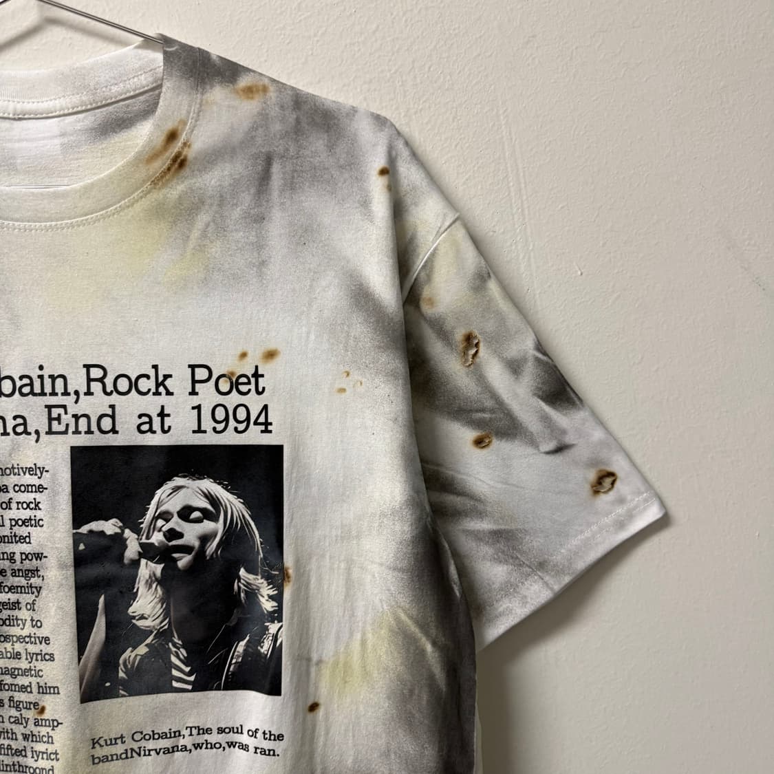 너바나 커트코베인 프린팅 디스트로이드 그릴드데미지 프린팅 워싱 반팔 상품이미지7