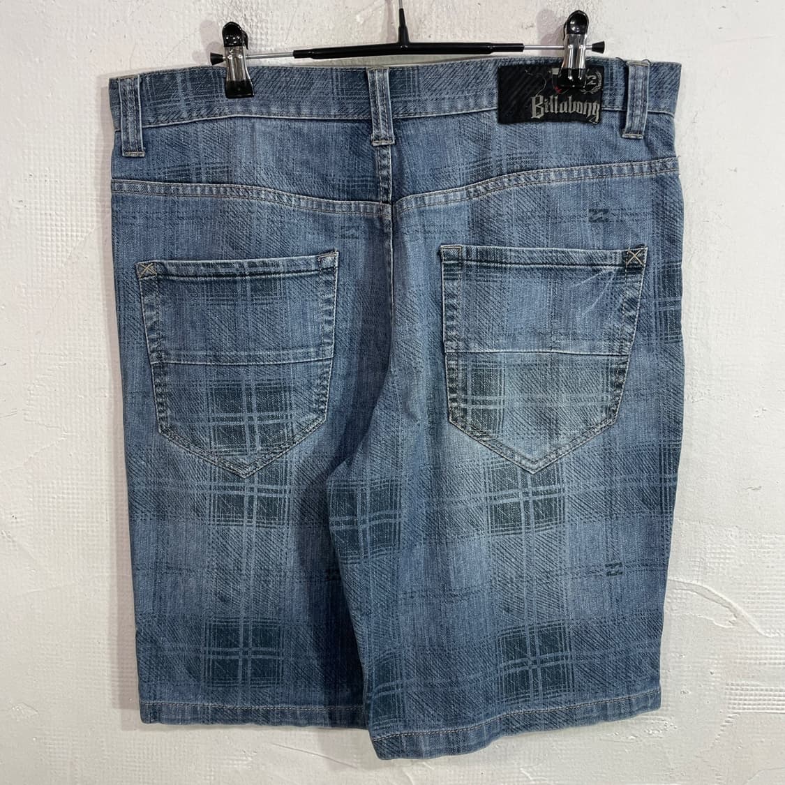 빌리봉 체크패턴 데님 반바지 상품이미지3