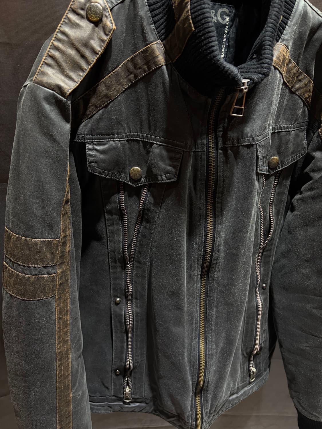 XL D&G 돌체앤가바나 절개 워싱 레더자켓 상품이미지7