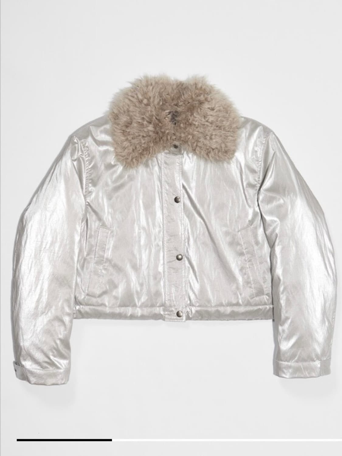 브루앙 퍼 카라 봄버 숏 자켓 실버 상품이미지1