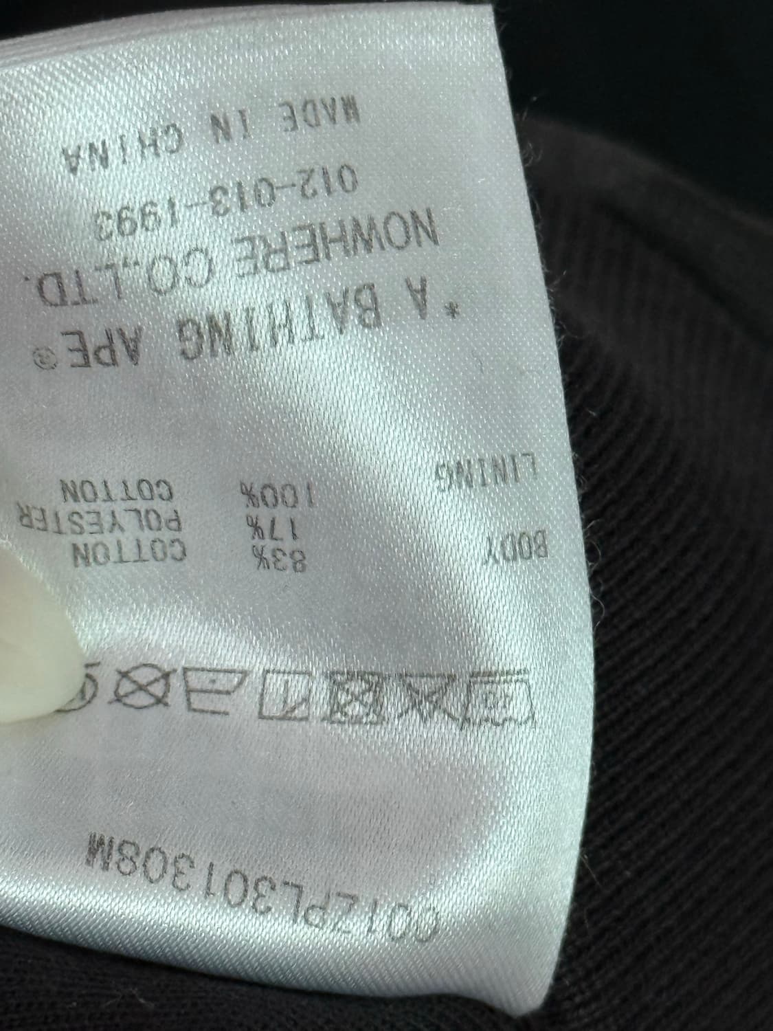 베이프 퍼스트 카모 헤비 워시 크롭 핏 집 후드 블랙 상품이미지8