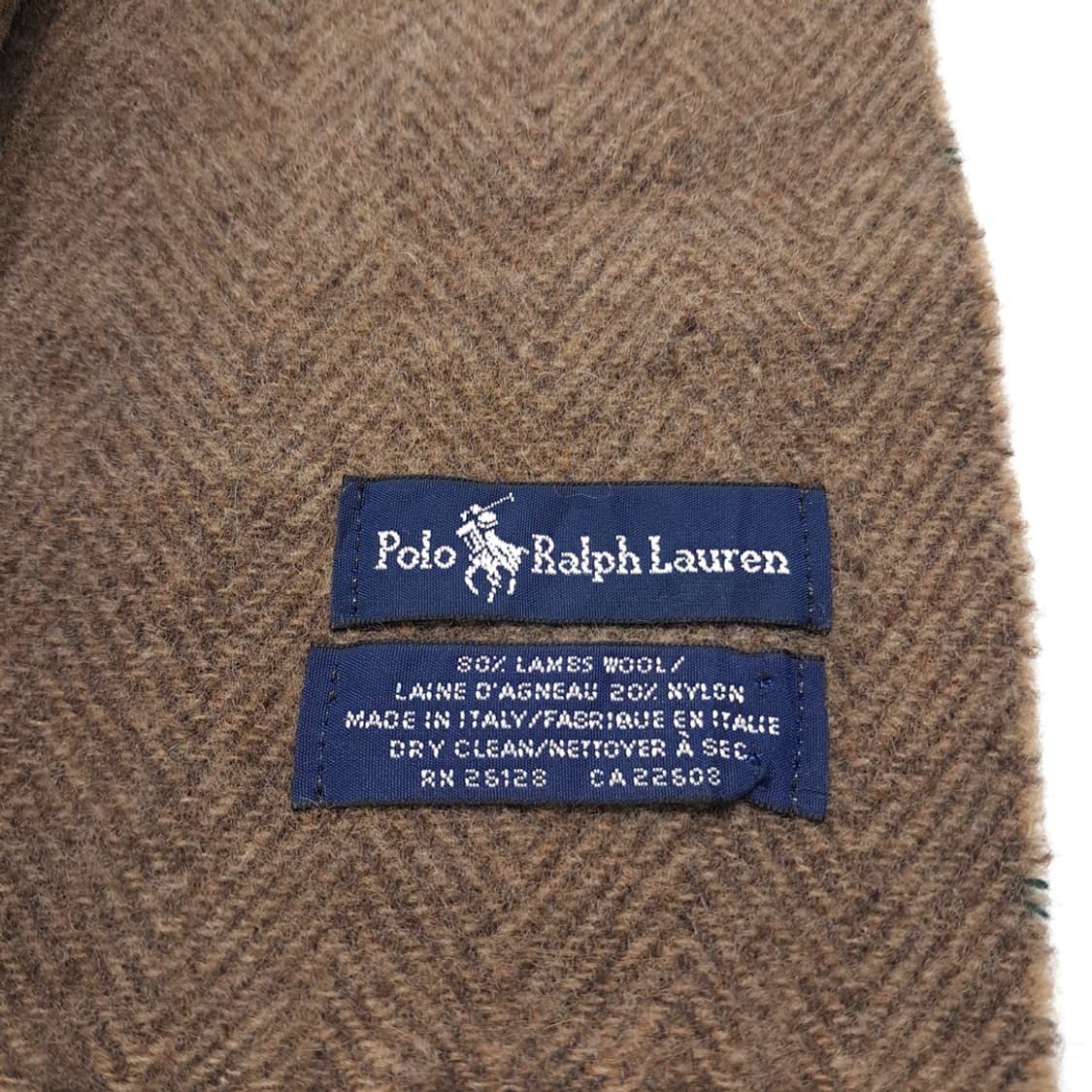 MX410 폴로 랄프 로렌 브라운 글렌 체크 & 헤링본 양면 램스울 혼 상품이미지4