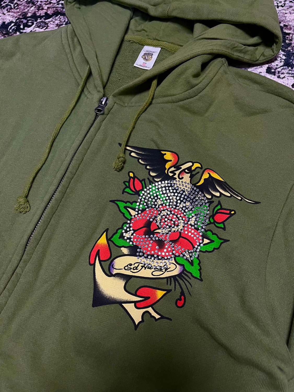 에드하디 올리브 그린 빅로고 후드집업 상품이미지5