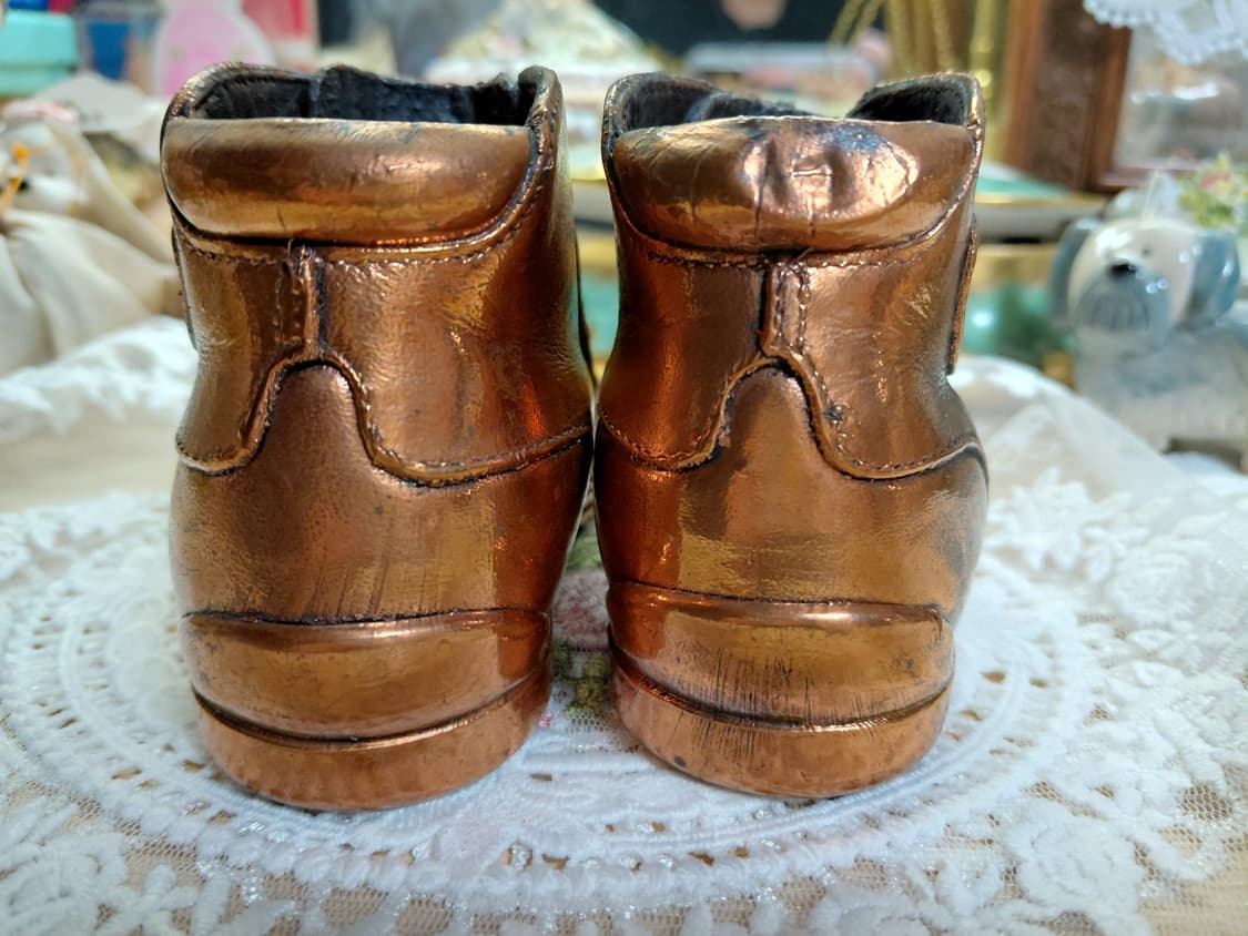 Rare Antique)귀한 1940s 앤틱 브론즈 아기 신발오브제 한쌍 상품이미지6