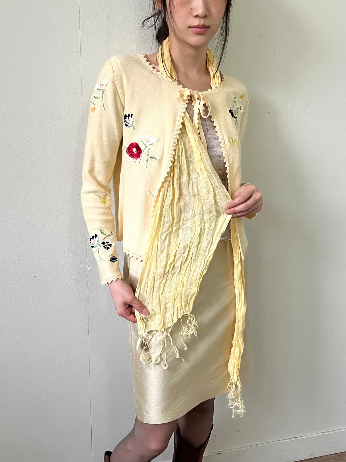 Japan vtg 엘로우 스카프 상품이미지6