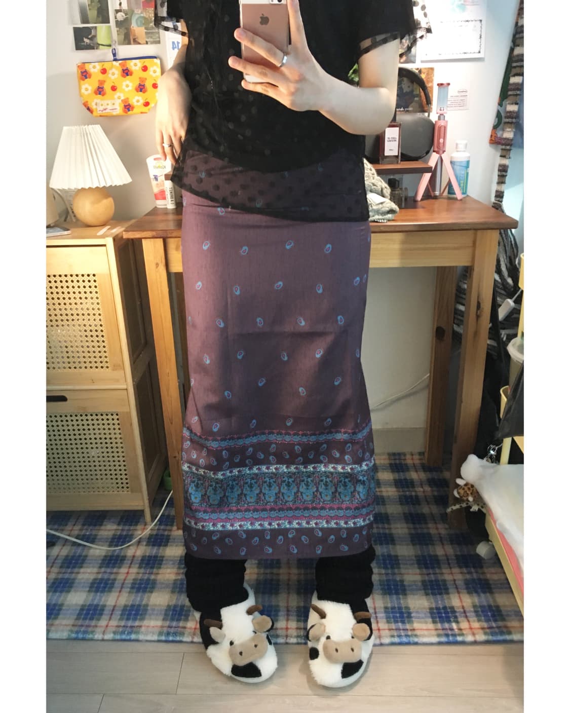 vintage ethnic pattern long skirt purple 상품이미지3