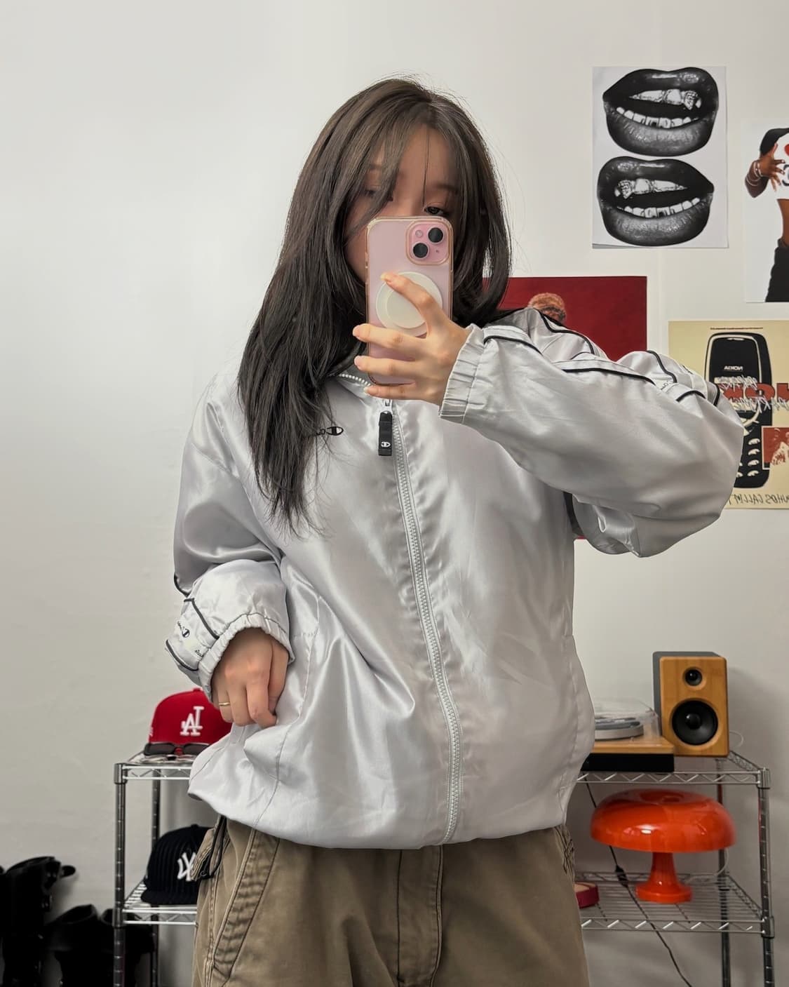 챔피온 재팬 00s 실버 바람막이 자켓 상품이미지1