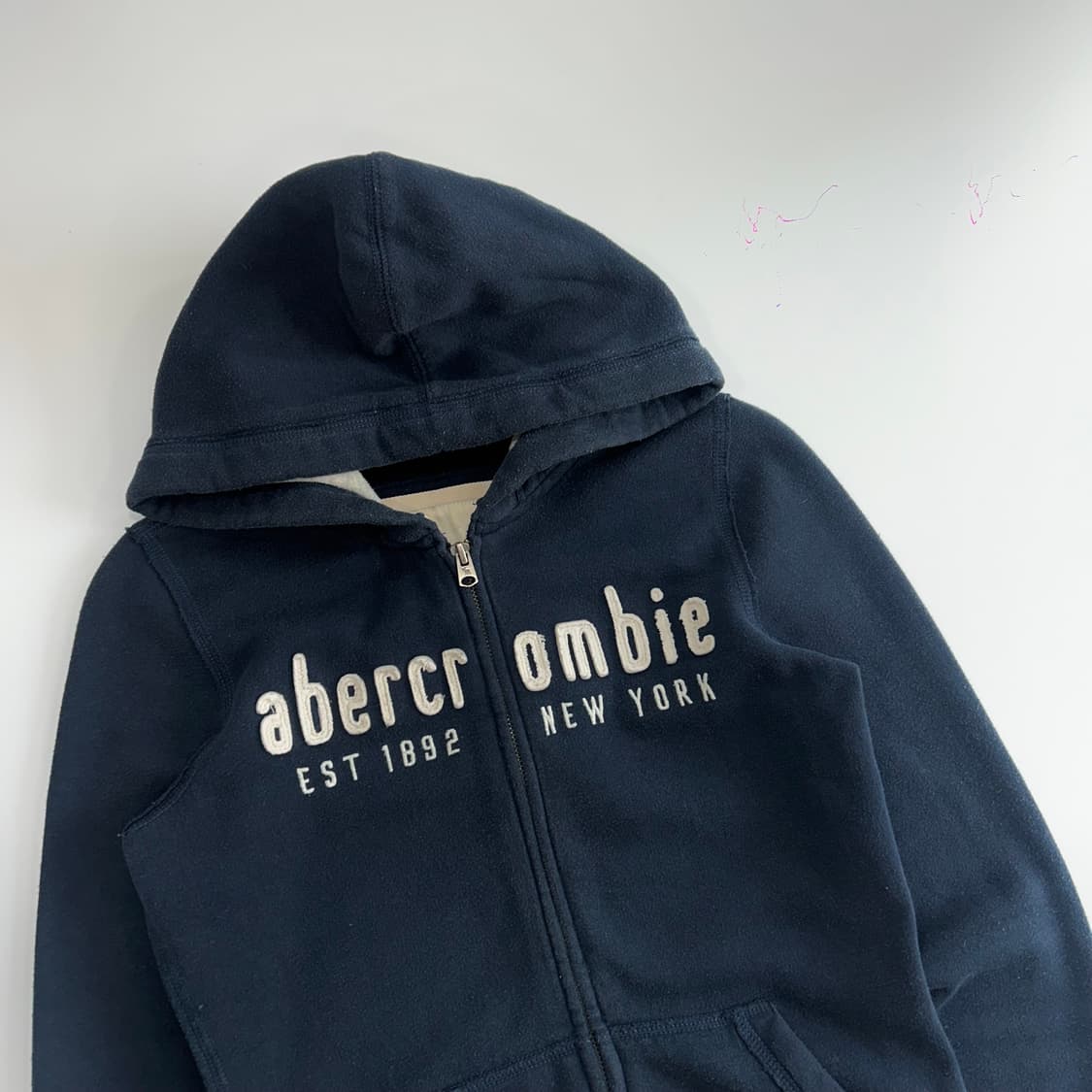  Abercrombie 아베크롬비 스펠아웃로고 2-way 네이비 후드집업 상품이미지4