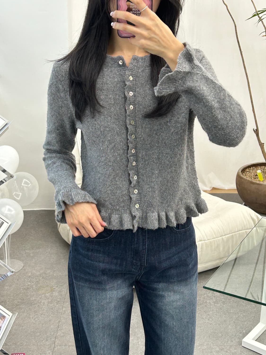 ZARA 자라 그레이 프릴 가디건 상품이미지2